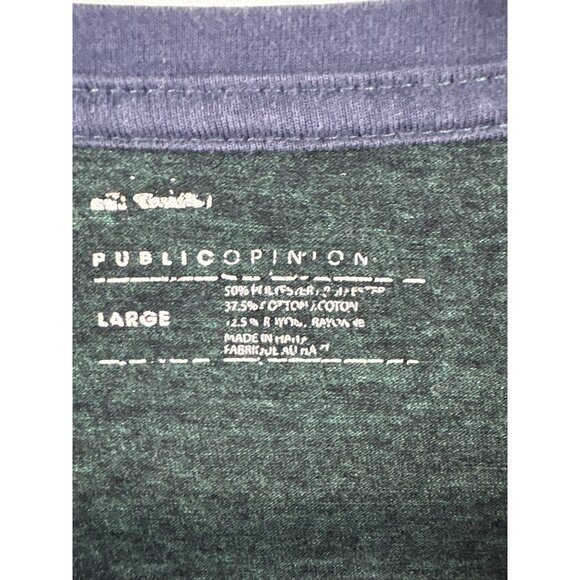 Men’s Public Opinion Large Dark Green Long Sleeve Shirt w/ 1/4 Buttons - Picture 4 of 4